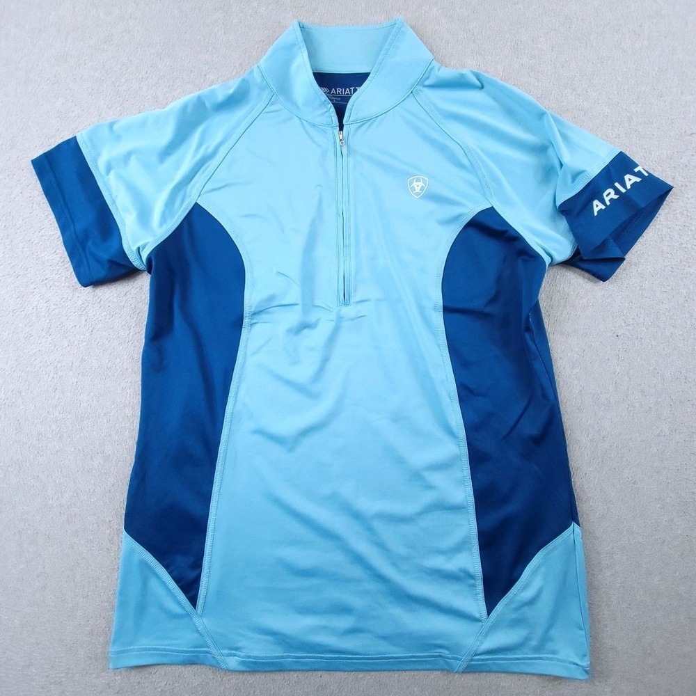 Ariat TEK Cambria Top Women Large Blue Quarter Zip UPF 50 Heat Series Equestrian